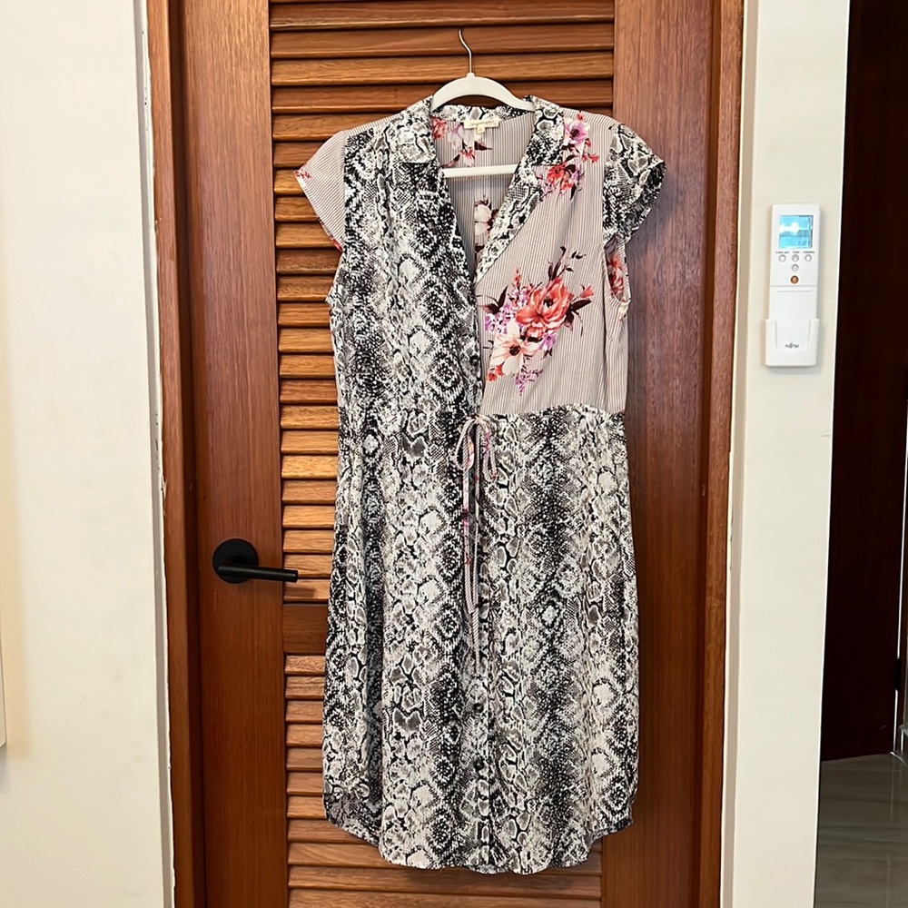 Animal print/Floral mix Midi dress